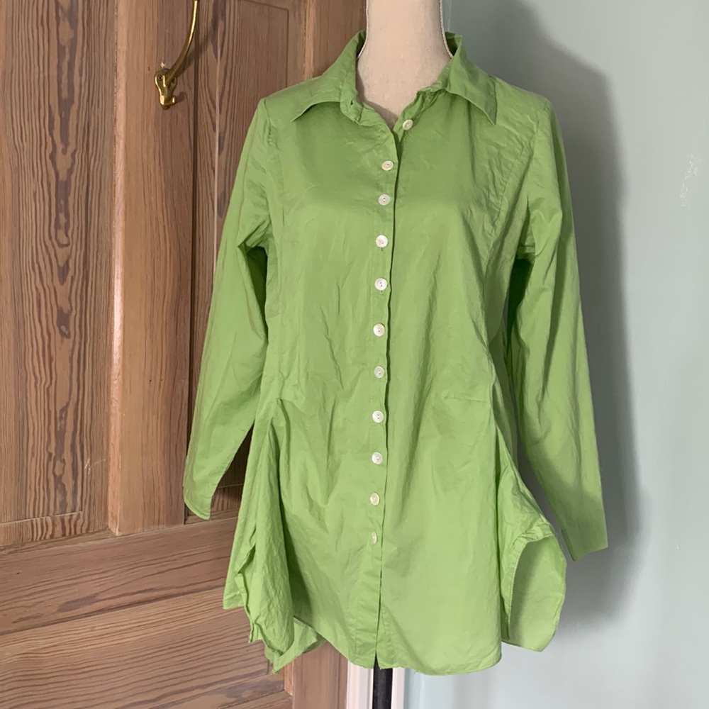 Tulip lime green cotton top size Small
